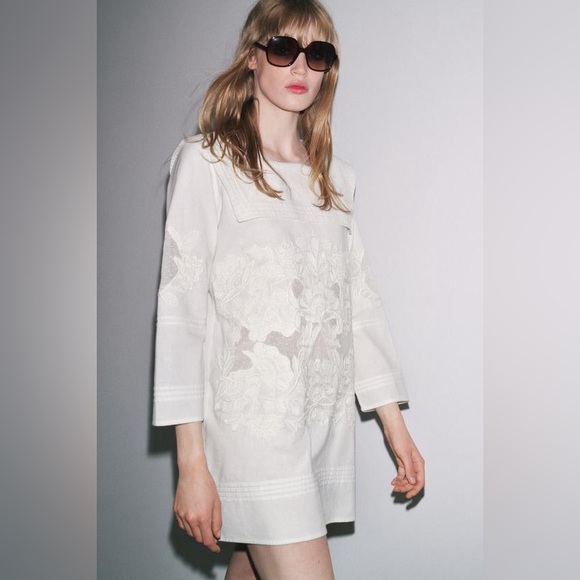 Zara | Dresses | Zara Zw Collection Embroidered Short Dress | Poshmark